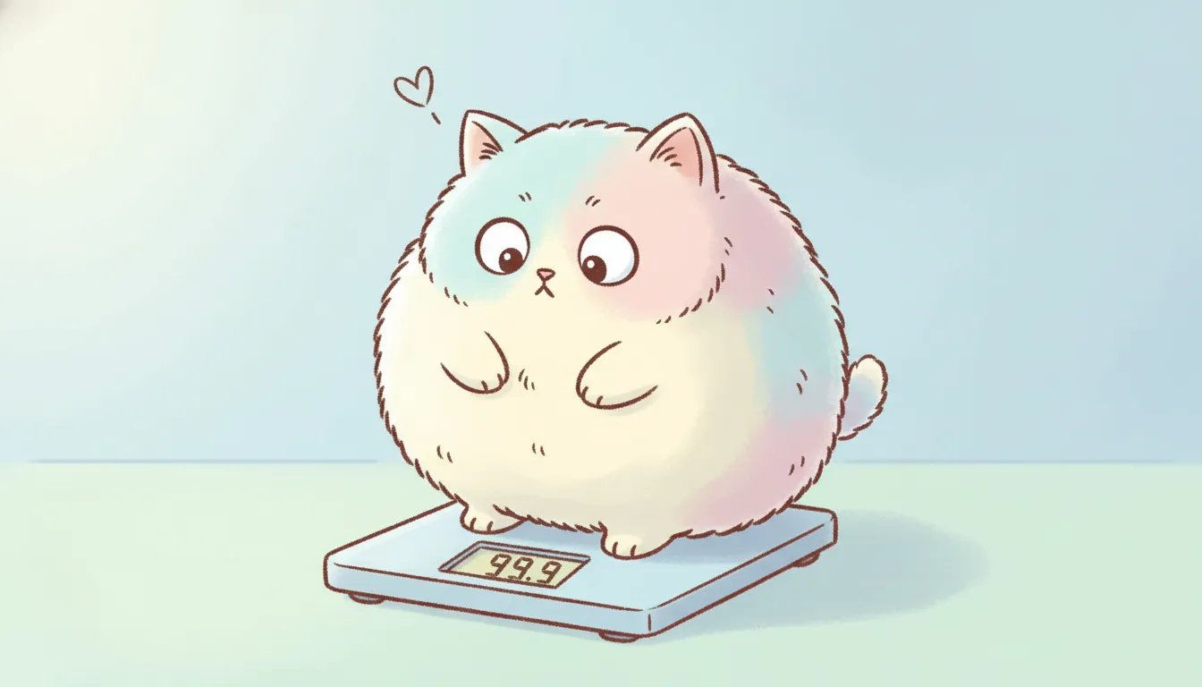 体重計に乗る太っちょ子ネコ