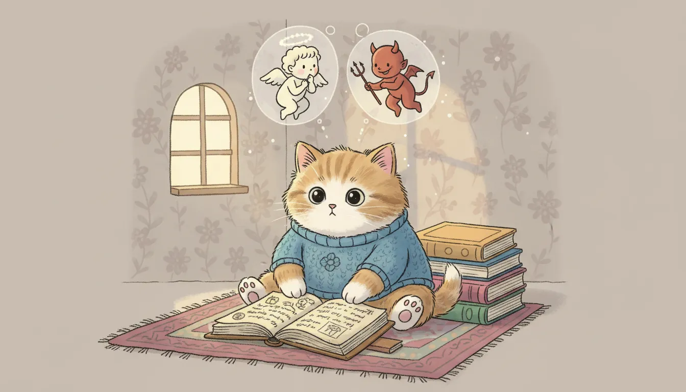 過去の食事記録を振り返る子ネコ